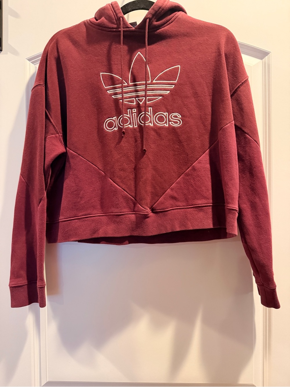 adidas Women's Maroon Cropped Hoodie Sweater